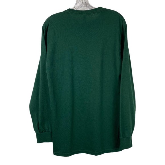 JERZEES M "Let the Adventures Begin" LS Graphic T-Shirt Snow Cap Mountains Green - Picture 6 of 6